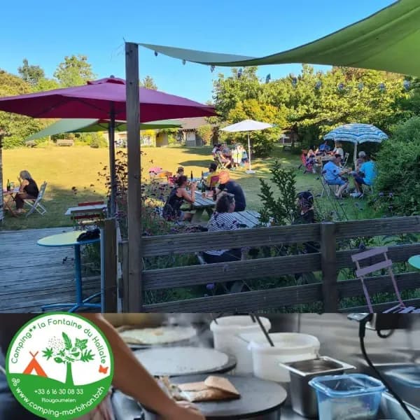 camping nature golfe du Morbihan - coin repas 