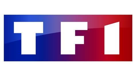Logo TF1 - Lettre ecrite en blanc sur fond se dégrandant du bleu au rouge